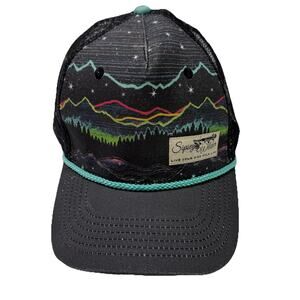 Sipsey Wilder Black Snapback Mesh Trucker Hat Cap Aurora Pattern Rope Outdoor